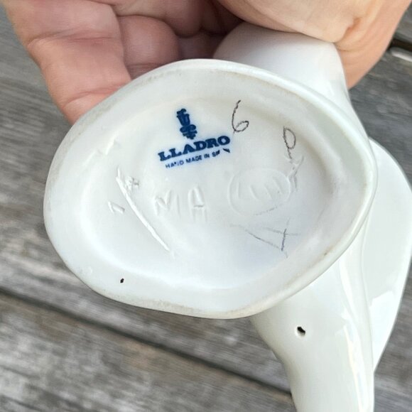 Vintage Lot Of 2 Lladro Preening Long Neck Swan Goose Figurines Pair Little Duck - Picture 14 of 14